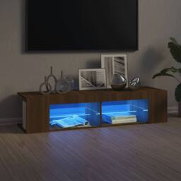 Berkfield Home TV Cabinet with LED Lights Brown Oak 135x39x30 cm - Size: 135 x 39 x 30 cm - thumbnail 2