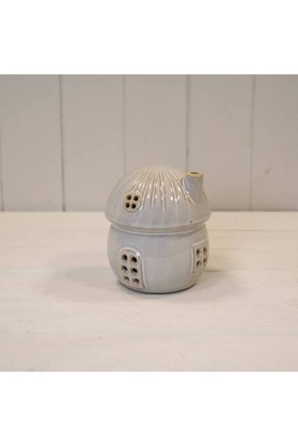 KDMD Textured Glazed LED Ceramic Mushroom House Ornament in Off-White - image 1