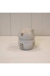 KDMD Textured Glazed LED Ceramic Mushroom House Ornament in Off-White