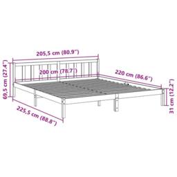 Berkfield Home Decorative Extra Long Bed Frame without Mattress White 200x220 cm - thumbnail 9