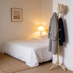 NESTLUNE Wooden Coat Rack Freestanding Clothes Hat Stand in Natural - thumbnail 6