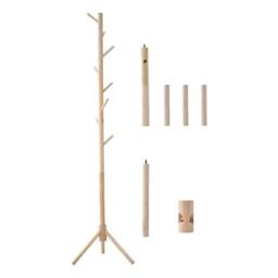 NESTLUNE Wooden Coat Rack Freestanding Clothes Hat Stand in Natural - thumbnail 4