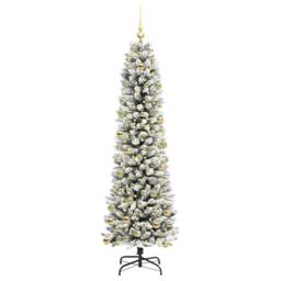 Berkfield Home Artificial Christmas Tree with 300 LEDs Green & white 210 cm - thumbnail 3