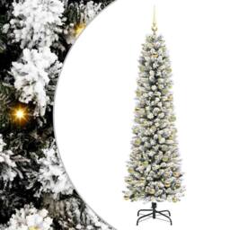 Berkfield Home Artificial Christmas Tree with 300 LEDs Green & white 210 cm - thumbnail 2