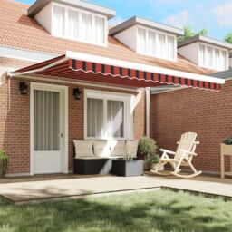 Berkfield Home Manual Retractable Awning Yellow & Orange 400x350 cm - thumbnail 3