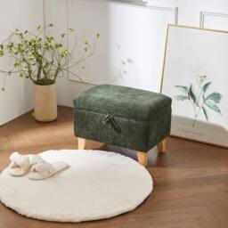 "KORVIXA Small Ottoman 19""x13""x14"" Green Storage Ottoman Bench Bed End - Size: 100 cm x 100 cm" - thumbnail 3
