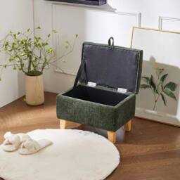 "KORVIXA Small Ottoman 19""x13""x14"" Green Storage Ottoman Bench Bed End - Size: 100 cm x 100 cm" - thumbnail 4