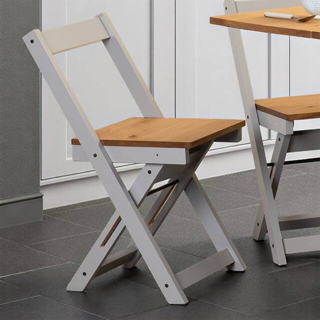 Seconique Santos Folding Chair (Box of 2) Grey Slate/Distressed Waxed Pine - image 1
