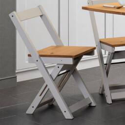 Seconique Santos Folding Chair (Box of 2) Grey Slate/Distressed Waxed Pine - thumbnail 1