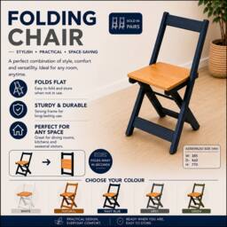 Seconique Santos Folding Chair (Box of 2) Grey Slate/Distressed Waxed Pine - thumbnail 7