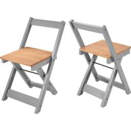 Seconique Santos Folding Chair (Box of 2) Grey Slate/Distressed Waxed Pine - thumbnail 2