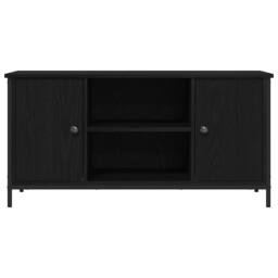 Berkfield Home TV Cabinet Black Oak 100x40x50 cm Engineered Wood & Steel - Size: 100 x 40 x 50 cm - thumbnail 6