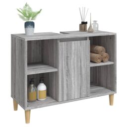 Berkfield Home Sink Cabinet Grey Sonoma 80x33x60 cm Engineered Wood - Size: 80 x 33 x 60 cm - thumbnail 4