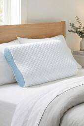 Living and Home High-Density Memory Foam Pillow with Zip-Off Cover in White - thumbnail 1