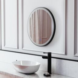 Nes Home Bathroom LED Mirror Demister Touch Sensor Lights Anti-fog Matte Black in Silver - thumbnail 4