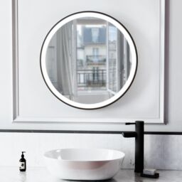 Nes Home Bathroom LED Mirror Demister Touch Sensor Lights Anti-fog Matte Black in Silver - thumbnail 2
