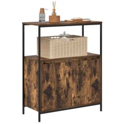 Berkfield Home Bathroom Cabinet with Shelves Smoked Oak 76.5x35x95 cm in Brown - thumbnail 4