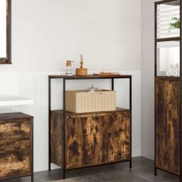 Berkfield Home Bathroom Cabinet with Shelves Smoked Oak 76.5x35x95 cm in Brown