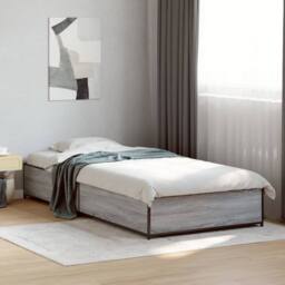Berkfield Home Durable Bed Frame without Mattress Grey Sonoma 100x200 cm - thumbnail 2