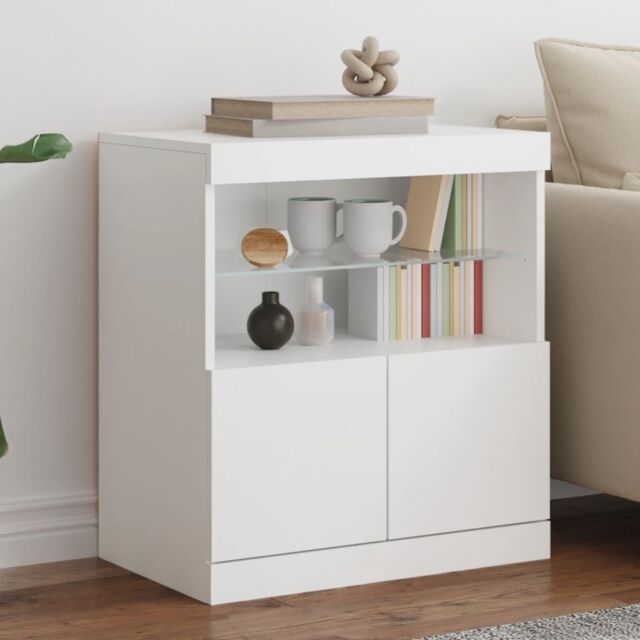 Berkfield Home Sideboard with LED Lights White 60x37x67 cm - Size: 60 x 37 x 67 cm - image 1