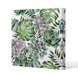Benjamin Tate Design Watercolour Botanical Leaves Slim Style Canvas Print 90x90cm in Natural - Size: 90x90 cm - thumbnail 2