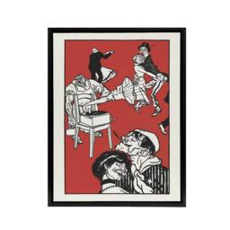 "Artery8 Apachentanze Gramophone Dancers Moriz Jung Framed Canvas Wall Art in Red - Size: W12"" x H16""" - thumbnail 1