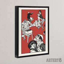 "Artery8 Apachentanze Gramophone Dancers Moriz Jung Framed Canvas Wall Art in Red - Size: W12"" x H16""" - thumbnail 2