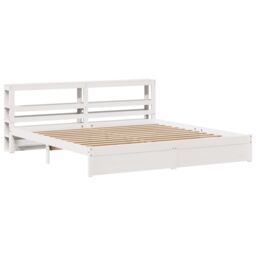 Berkfield Home Bed Frame with Headboard without Mattress White 180x200 cm Super King - thumbnail 3