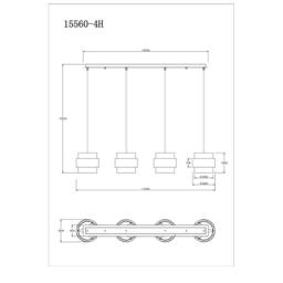 Netlighting Milley Bar Pendant Ceiling Light Matt Black Glass Shade 4x E27 in Gold - thumbnail 6
