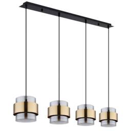 Netlighting Milley Bar Pendant Ceiling Light Matt Black Glass Shade 4x E27 in Gold - thumbnail 2