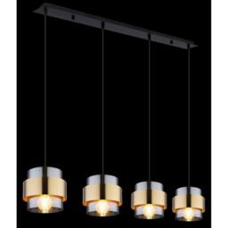 Netlighting Milley Bar Pendant Ceiling Light Matt Black Glass Shade 4x E27 in Gold - thumbnail 5