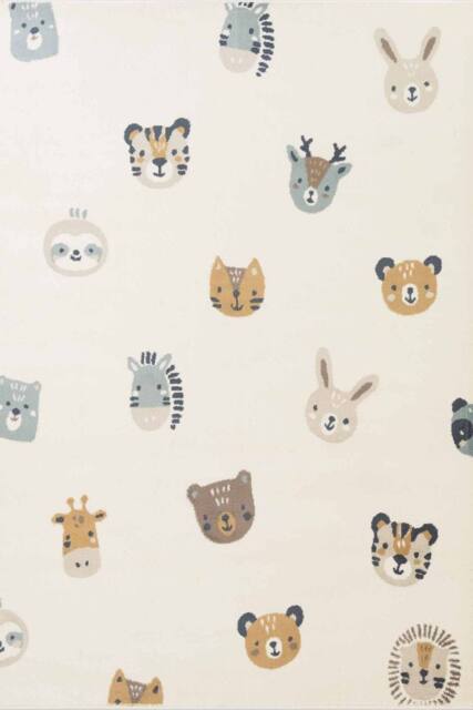 THE RUGS Adventures Kids Rug Tiny Zoo Cream Multicolour Kids Bedroom Rug - Size: 120 cm x 170 cm - image 1