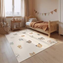 THE RUGS Adventures Kids Rug Tiny Zoo Cream Multicolour Kids Bedroom Rug - Size: 120 cm x 170 cm - thumbnail 3
