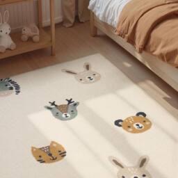 THE RUGS Adventures Kids Rug Tiny Zoo Cream Multicolour Kids Bedroom Rug - Size: 120 cm x 170 cm - thumbnail 2