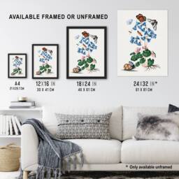 "Artery8 Soldanella Flower & Butterflies Bolton Wall Art Poster Print in White - Size: W12"" x H16""" - thumbnail 3