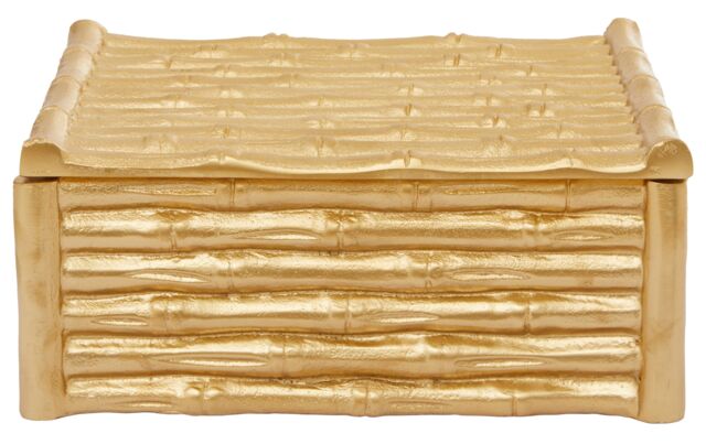 Orsina Hiba Large Gold Finish Bamboo Effect Trinket Box - image 1