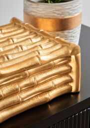 Orsina Hiba Large Gold Finish Bamboo Effect Trinket Box - thumbnail 3
