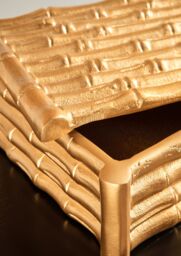 Orsina Hiba Large Gold Finish Bamboo Effect Trinket Box - thumbnail 2