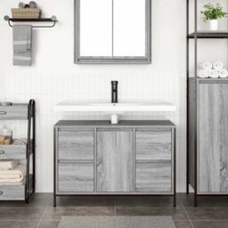 Berkfield Home Basin Cabinet with Drawers Grey Sonoma 90x34.5x60 cm - thumbnail 3