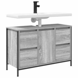 Berkfield Home Basin Cabinet with Drawers Grey Sonoma 90x34.5x60 cm - thumbnail 4