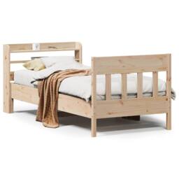 Berkfield Home Decorative Bed Frame without Mattress 75x190 cm Small Single Soli in Natural - thumbnail 3