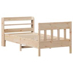 Berkfield Home Decorative Bed Frame without Mattress 75x190 cm Small Single Soli in Natural - thumbnail 1