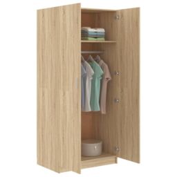 Berkfield Home Wardrobe Sonoma Oak 80x52x180 cm Engineered Wood in Brown - Size: 80 x 52 x 180 cm - thumbnail 4