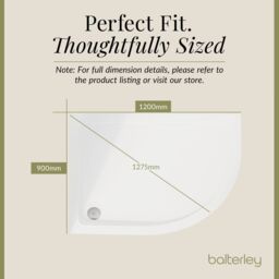 Balterley Premium Shower Tray - Right Hand Offset Quadrant - 1200mm x 900mm - White - thumbnail 5