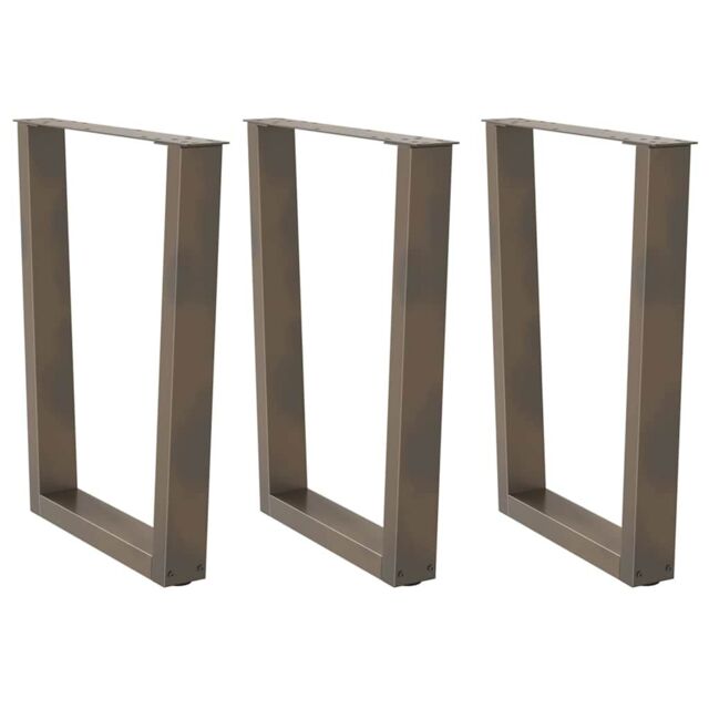 Berkfield Home Dining Table Legs V-Shape 3 pcs Natural Steel 70x(72-73.3) cm Steel in Brown - image 1
