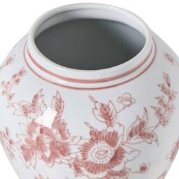 Wyld and Coco Porcelain Flower Vase with Lid - White and Red Ginger Jar Style - thumbnail 5