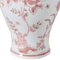 Wyld and Coco Porcelain Flower Vase with Lid - White and Red Ginger Jar Style - thumbnail 6