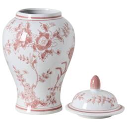 Wyld and Coco Porcelain Flower Vase with Lid - White and Red Ginger Jar Style - thumbnail 3