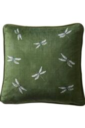 Appletree 'Fiorella' Floral Velvet Filled Cushion in Olive - Size: 43 cm x 43 cm - thumbnail 3