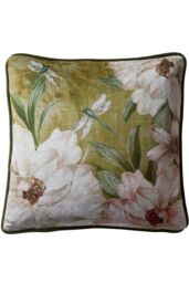 Appletree 'Fiorella' Floral Velvet Filled Cushion in Olive - Size: 43 cm x 43 cm - thumbnail 2